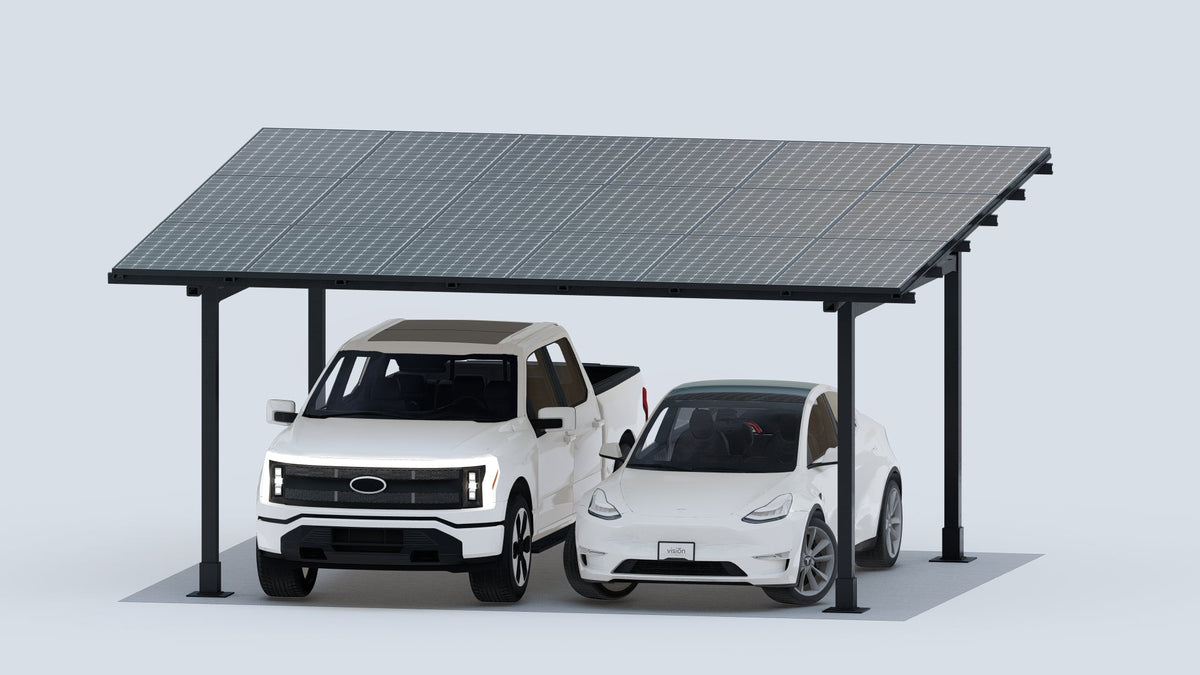 ChikoUSA Premier Residential Steel Solar Carport | Black | Solar Pergola / Gazebo - Sky Solar USA