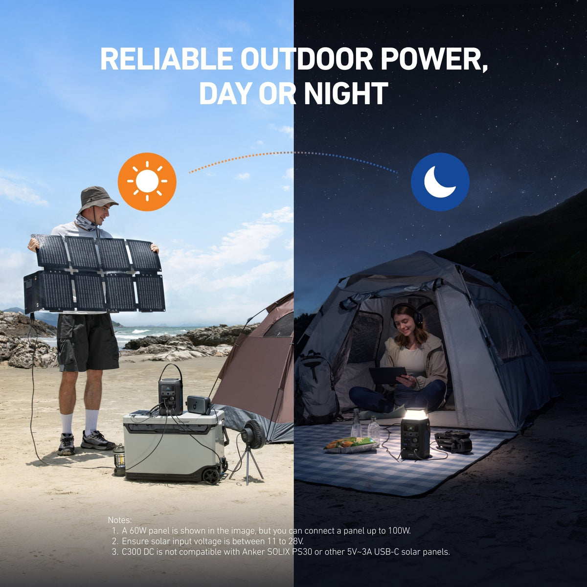 Anker SOLIX C300X DC Portable Power Station (288Wh/90,000mAh) Great for Camping, Traveling, and Emergencies - Sky Solar USA