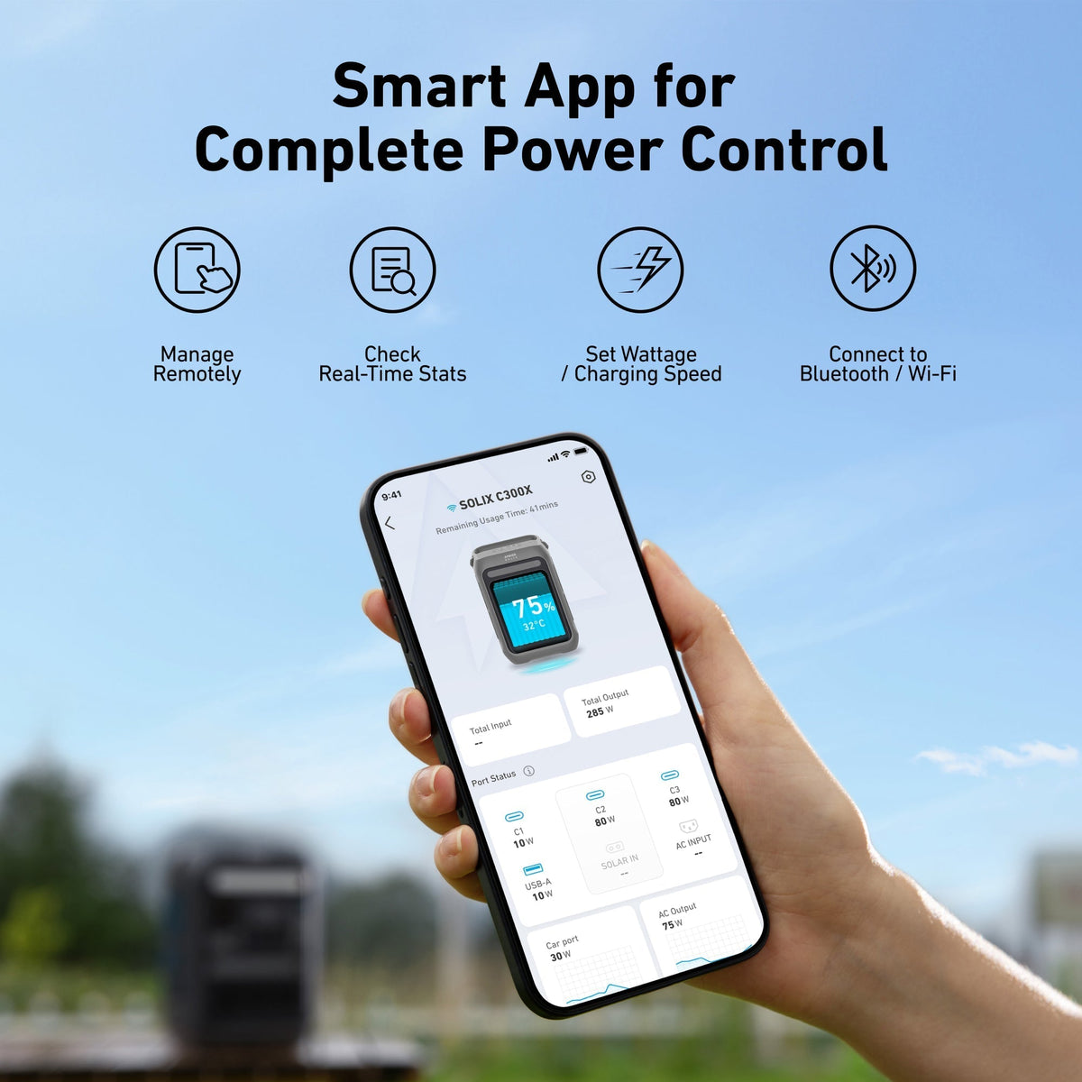 Anker SOLIX C300X Portable Power Station (288Wh/300W) - For Camping, Traveling, and Emergencies - Sky Solar USA