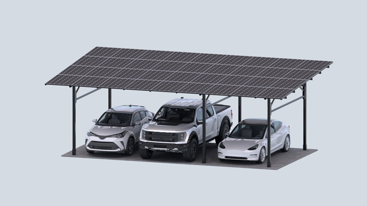ChikoUSA Premier Residential Steel Solar Carport | Black | Solar Pergola / Gazebo - Sky Solar USA
