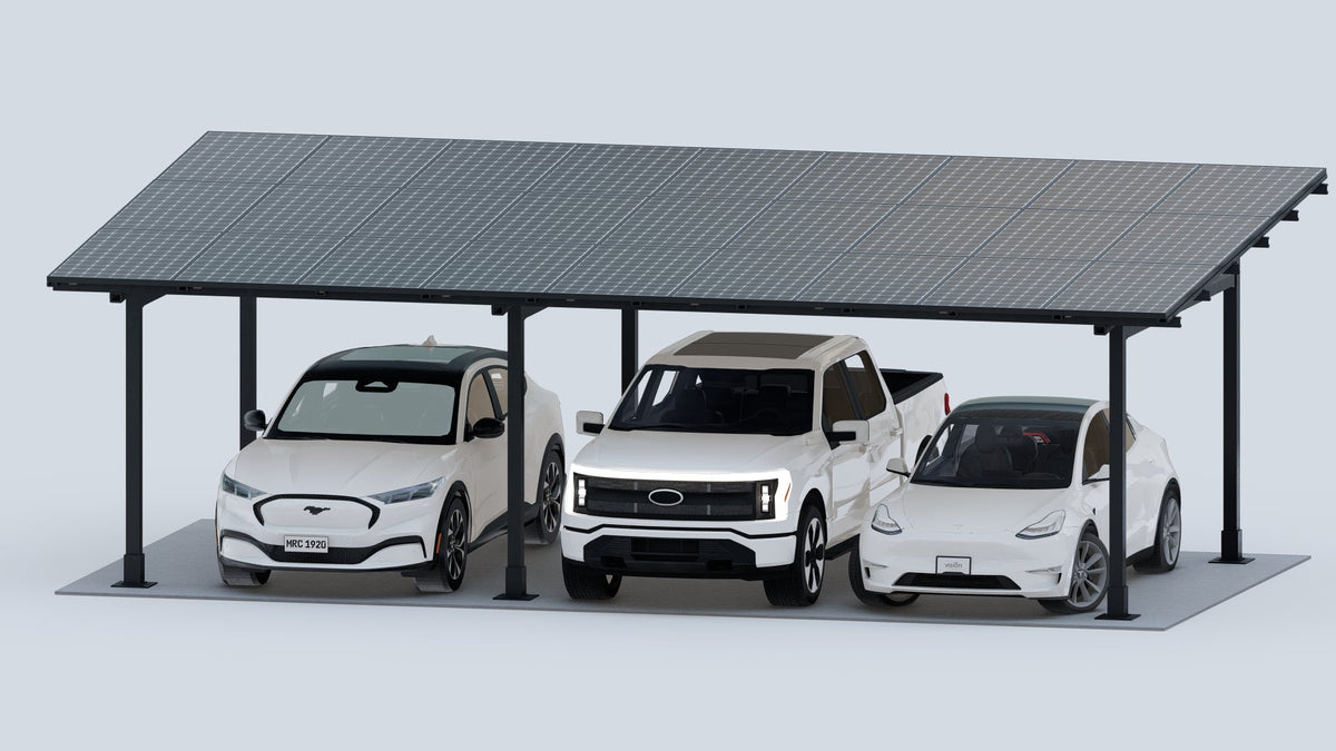 ChikoUSA Premier Residential Steel Solar Carport | Black | Solar Pergola / Gazebo - Sky Solar USA