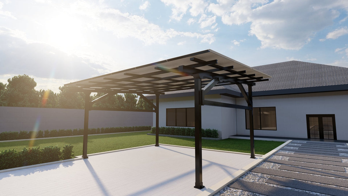 ChikoUSA Premier Residential Steel Solar Carport | Black | Solar Pergola / Gazebo - Sky Solar USA
